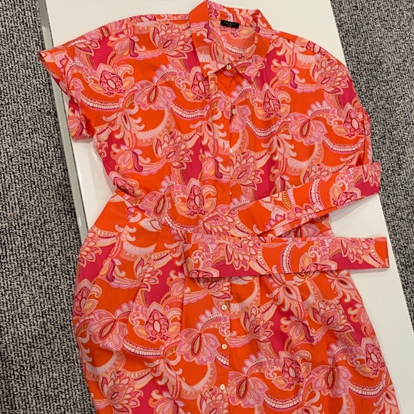 Talbots Vibrant Pink and Orange Paisley Button-Down Dress.  Size 12P. Never worn - Picture 3 of 8
